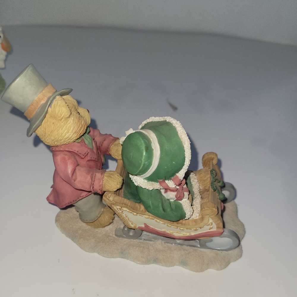 Cherished Teddies Figurine with Green and Pink Attire